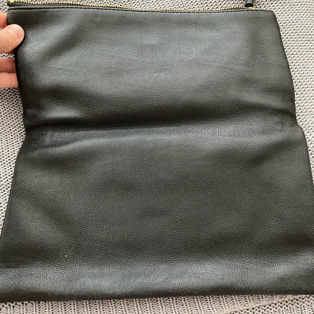 Indigo black leather clutch
